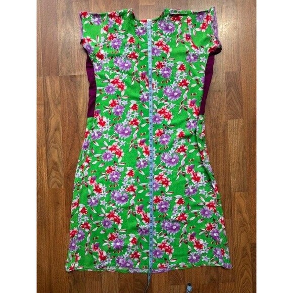 Vintage‎ Custom Mrs Roper Purple Red Floral Lounge Mu Mu Midi House Dress MED - Picture 8 of 14